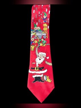 Hallmark Santa Claus Toy Workshop Necktie Tie Christmas Kitsch Whimsical Twee